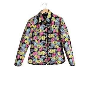 SILKLAND Silk Umbrella Print Quilted Jacket Large